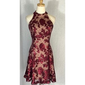 Dress the Population Burgundy Floral Mini Dress